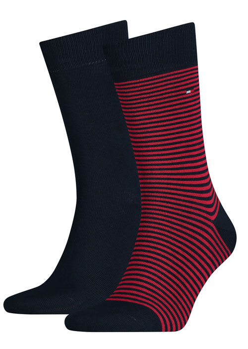 Tommy Hilfiger sokken small stripe 2-paar rood