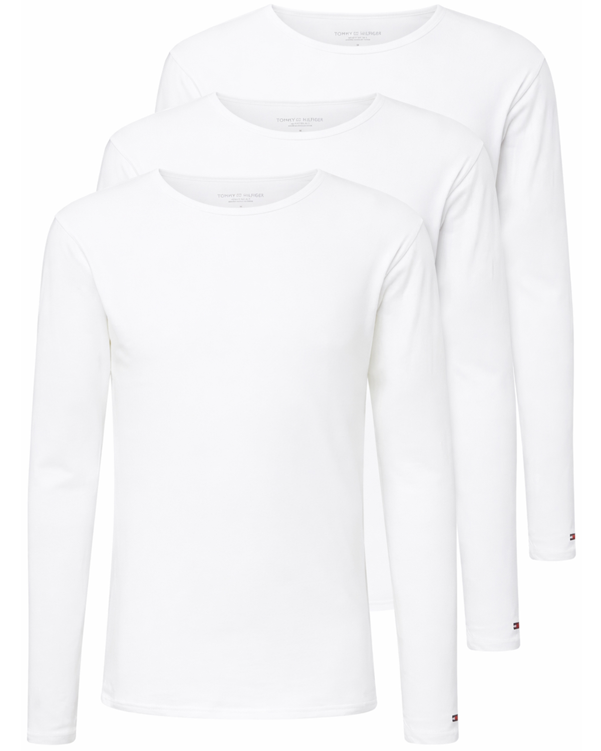 Tommy Hilfiger 3-pack T-shirts lange mouw wit 