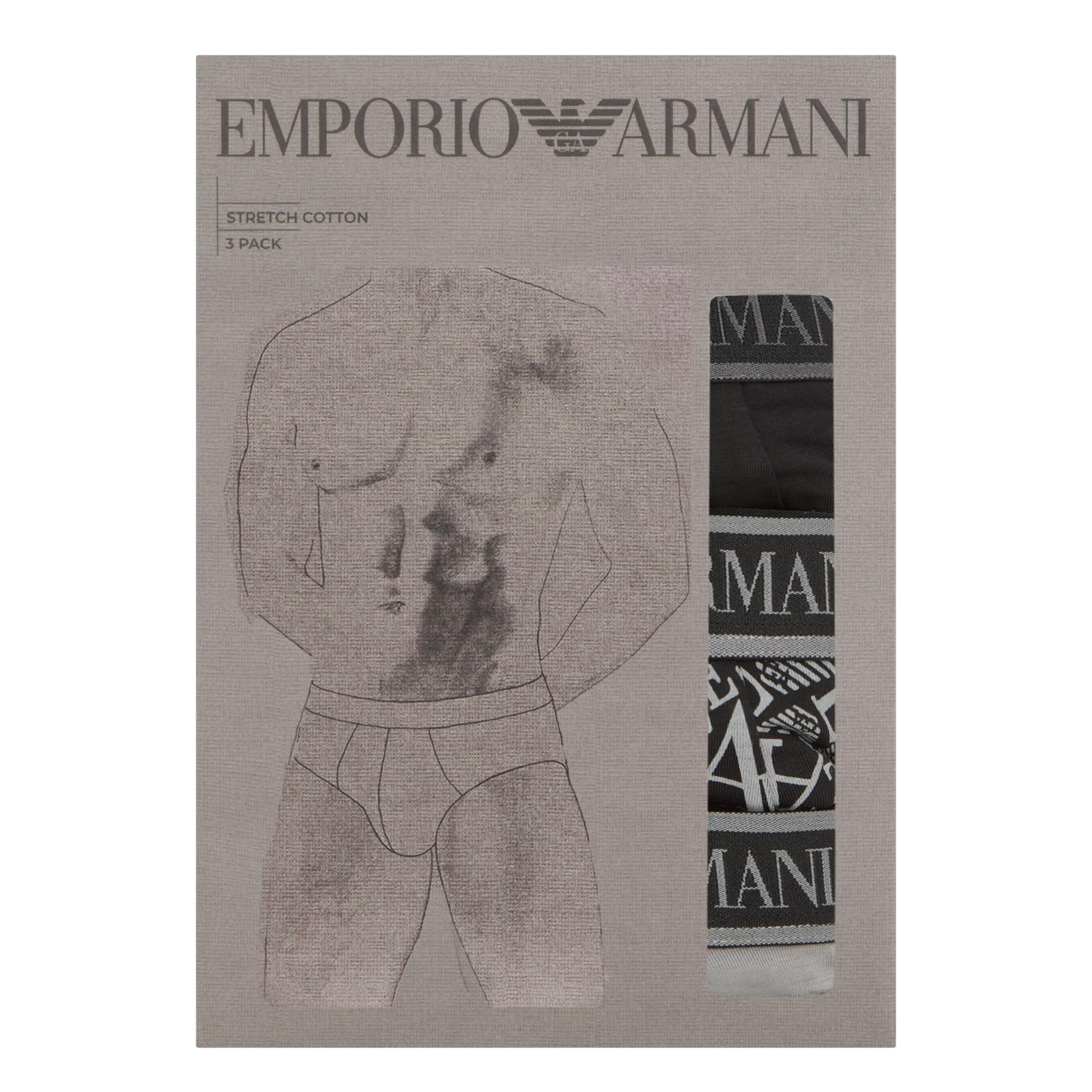 Armani Heren Slips – 3-pack met Logo zwart - grijs 