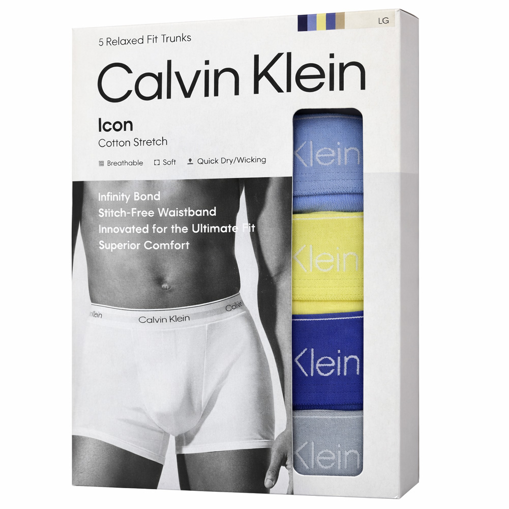 Calvin Klein Icon 5-pack relax fit trunks blauw-geel-grijs