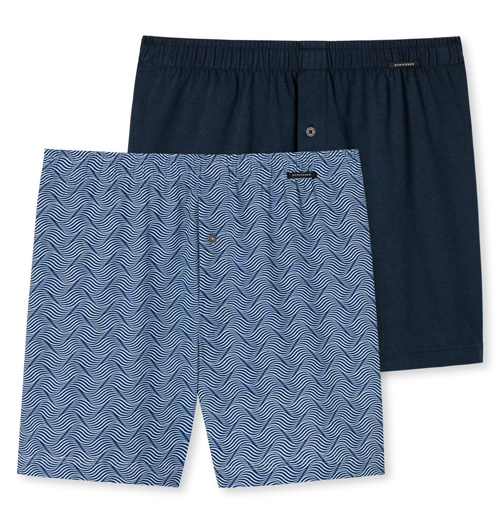 Schiesser wijde boxers 2-pack blauw