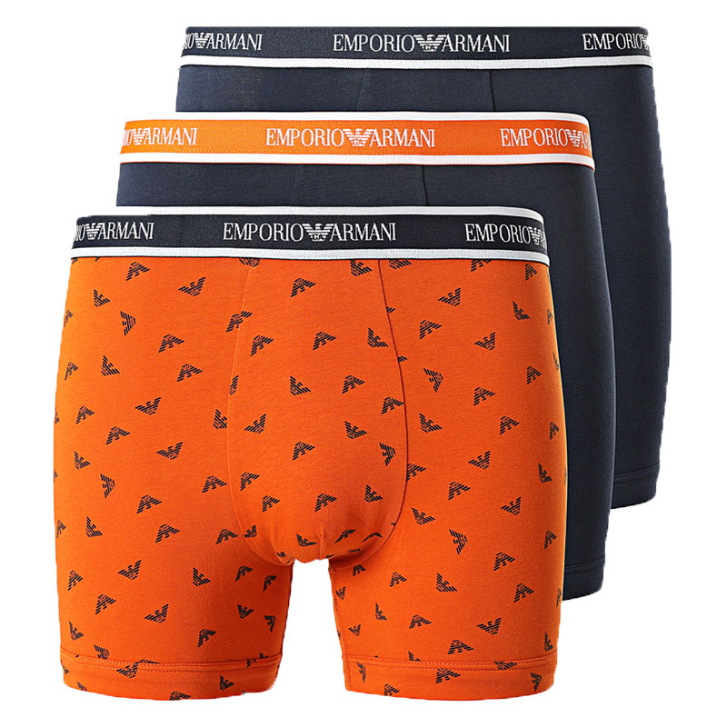 Armani boxershorts 3-pack grijs-oranje-print-voor