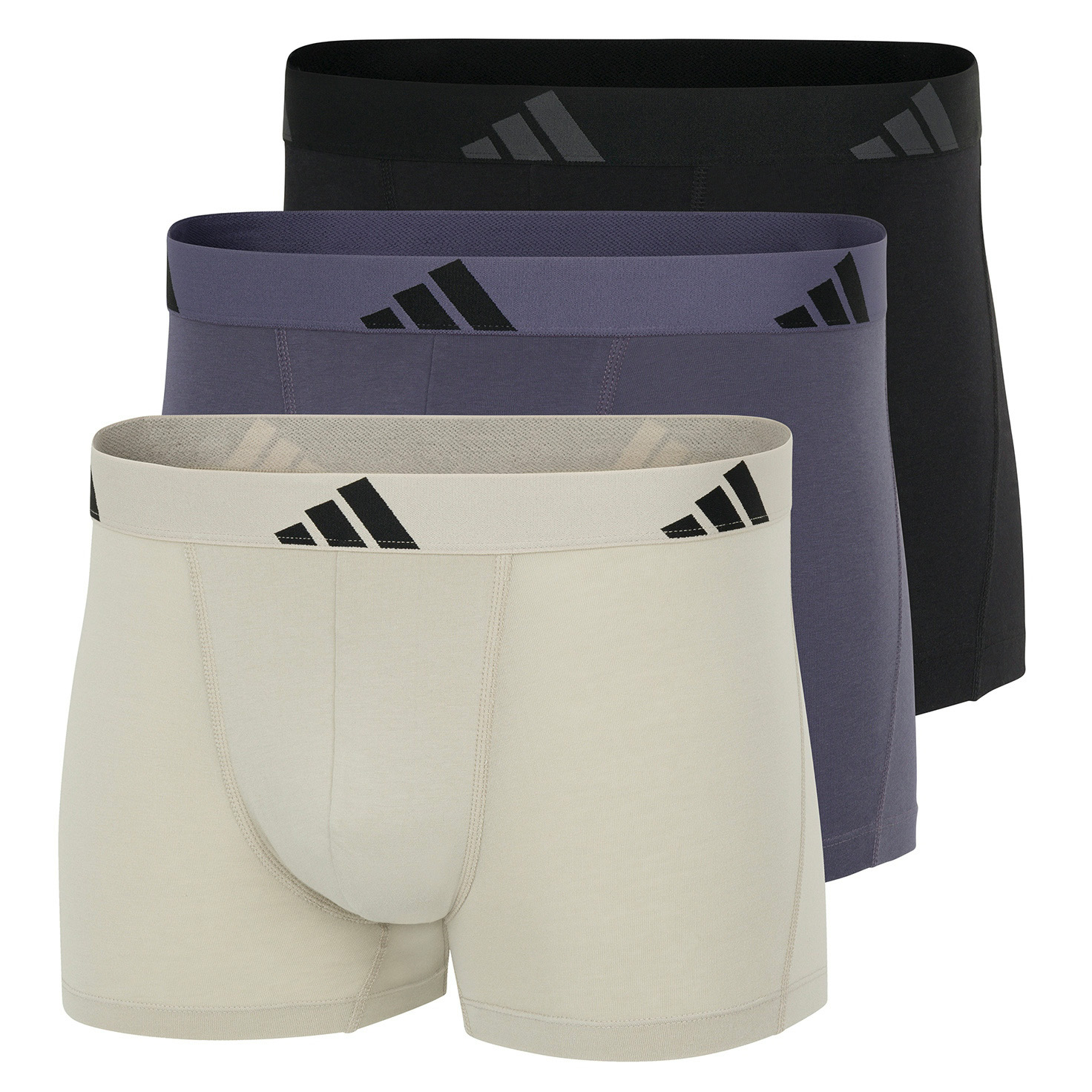 Adidas boxershorts Flex cotton 3-pack beige blauw zwart