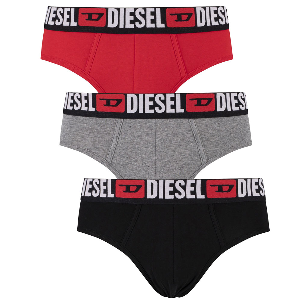 Diesel Herenslips Andre 3-pack zwart-grijs-rood