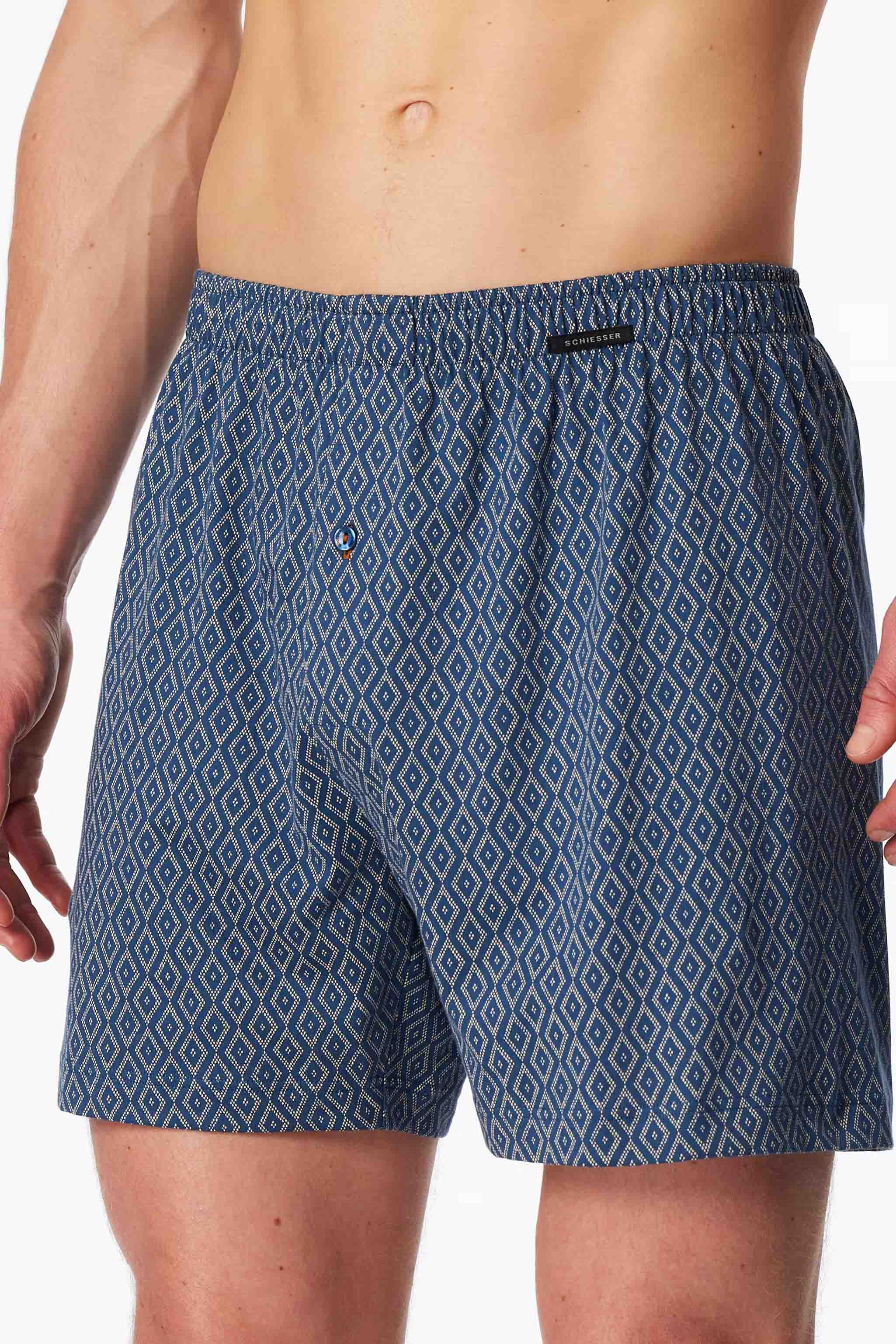 Schiesser Boxers jersey 2-pack  blauw met print