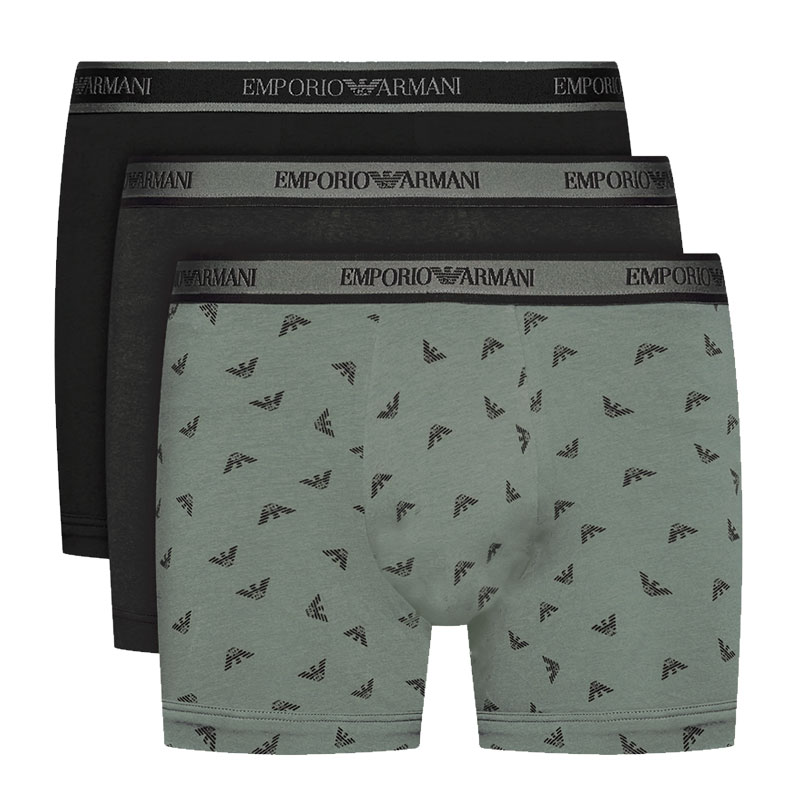 Armani 3-pack boxershorts zwart-groen
