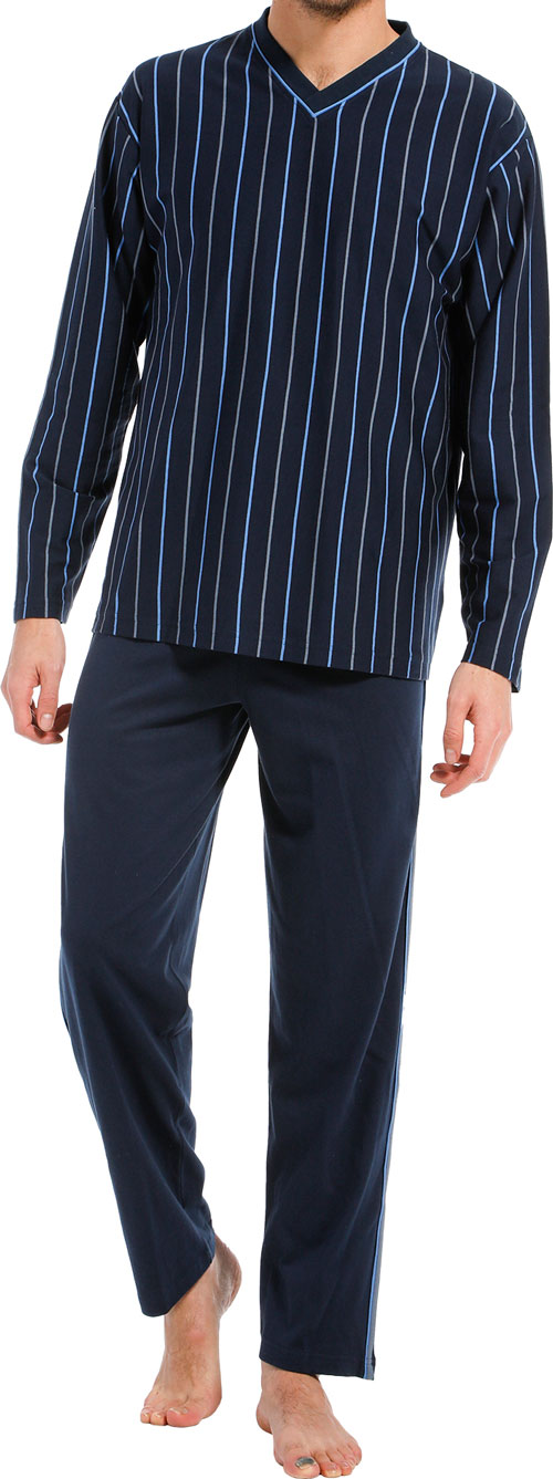 Robson pyjama met V-hals en strepen