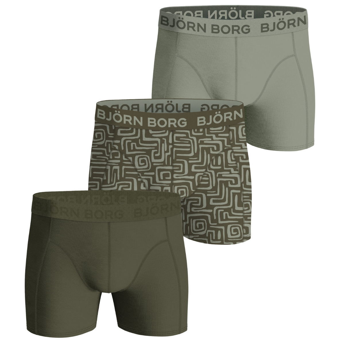 Bjorn Borg boxershorts cotton stretch 3-pack groen/print