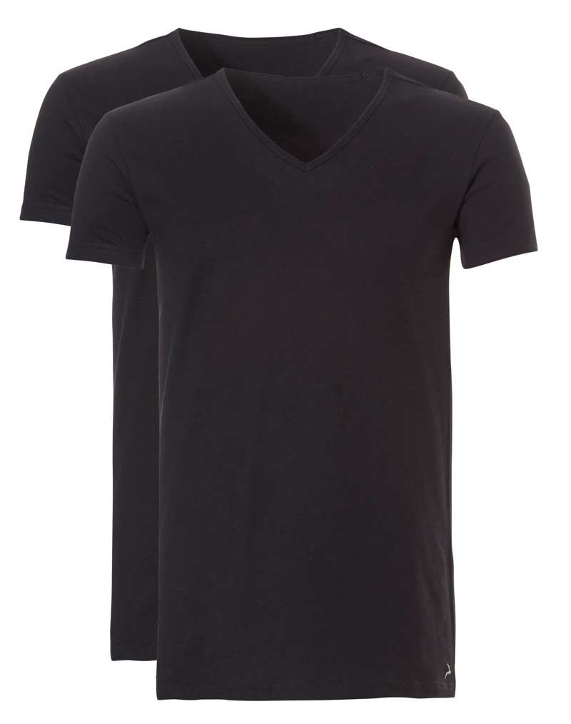 Ten Cate basic T-shirts zwart V-hals 2-pack