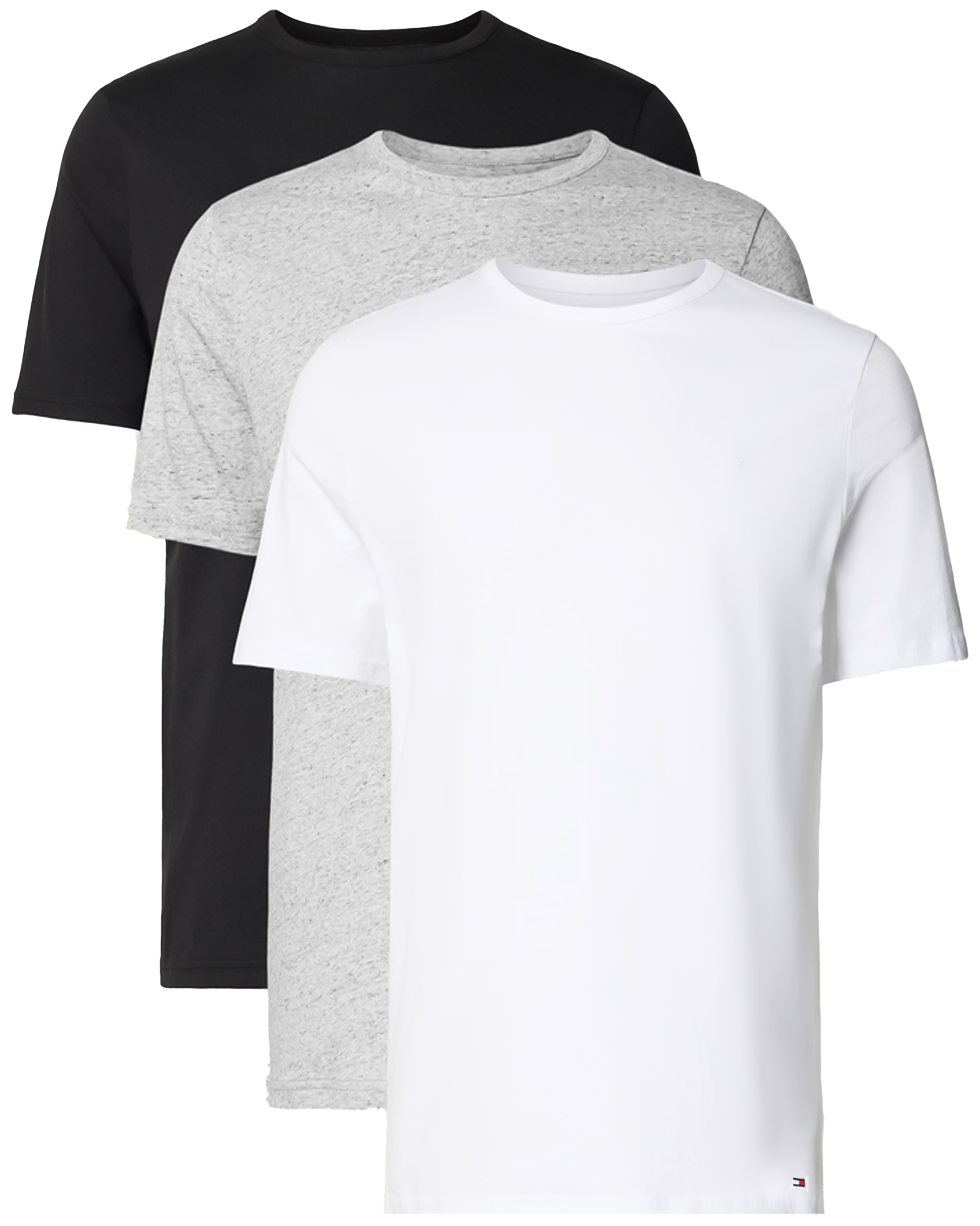 Tommy Hilfiger T-shirts O-hals stretch 3-pack grijs-wit-zwart