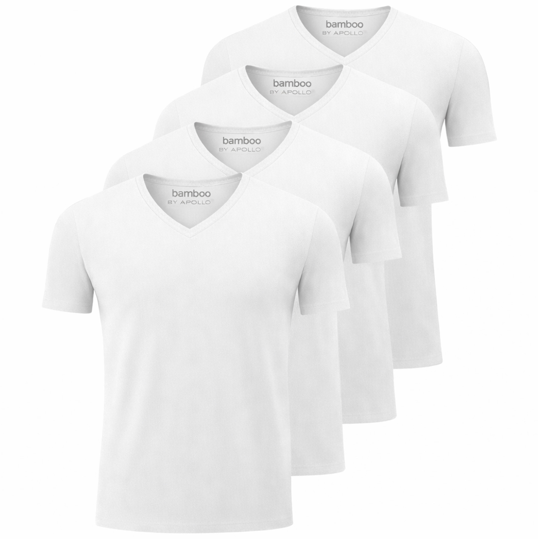 Apollo Bamboo T-shirts V-hals 4-pack wit