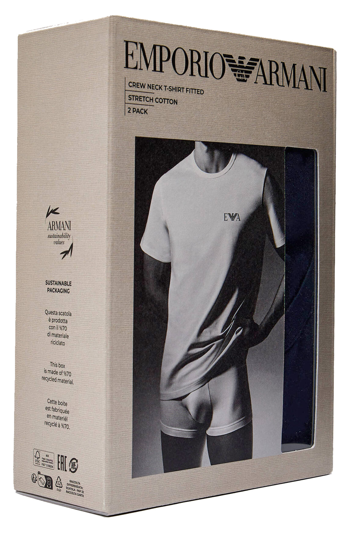 Armani T-shirts met EA logo 2-pack blauw