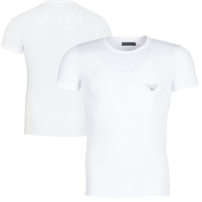 Armani T-shirt Mega logo wit 