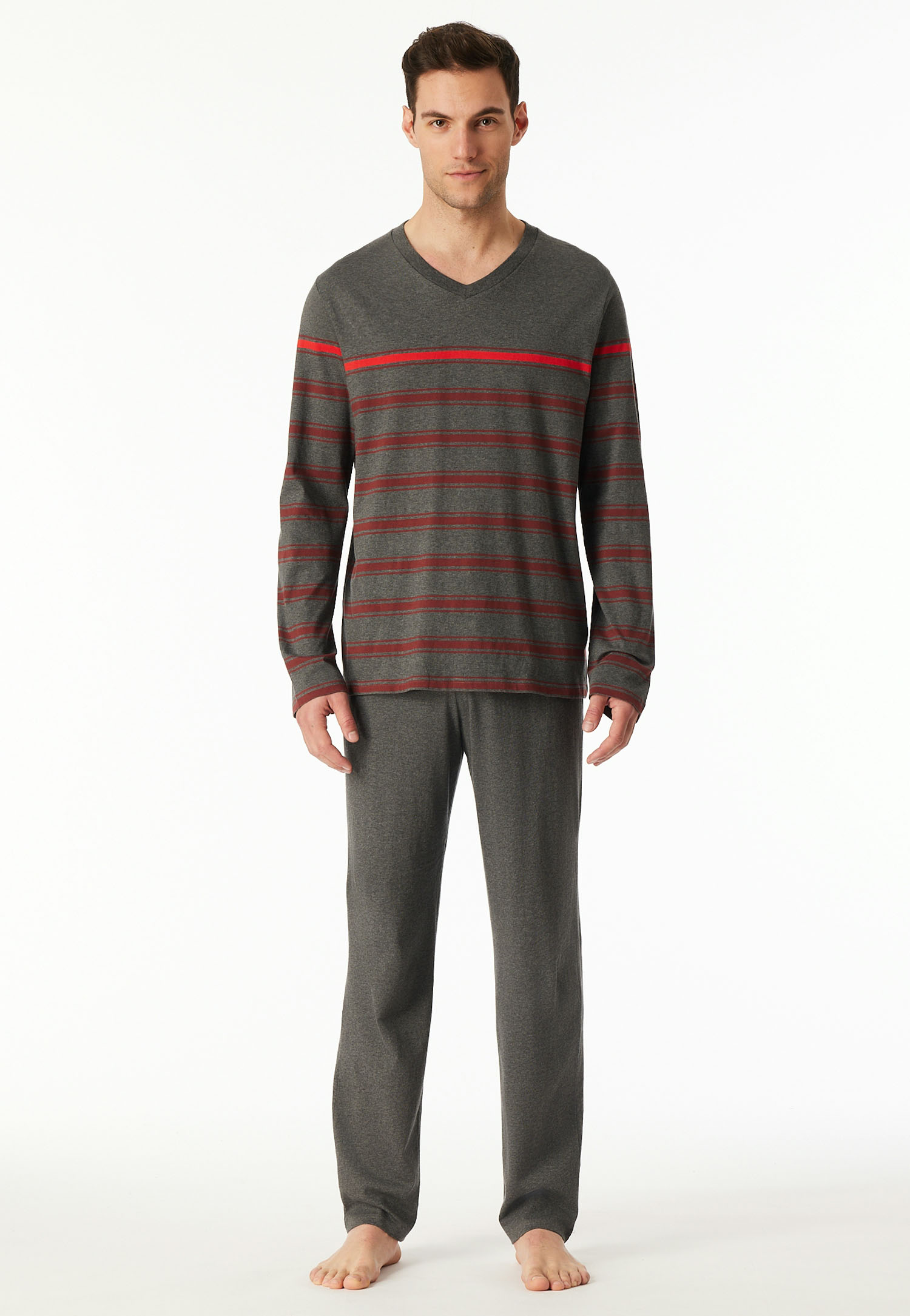 Schiesser Pyjama met V-hals grijs