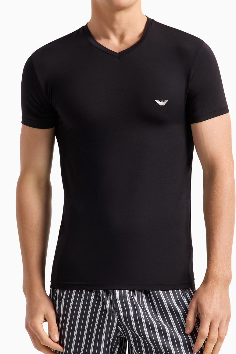 Armani T-shirts met V-hals 2-pack zwart