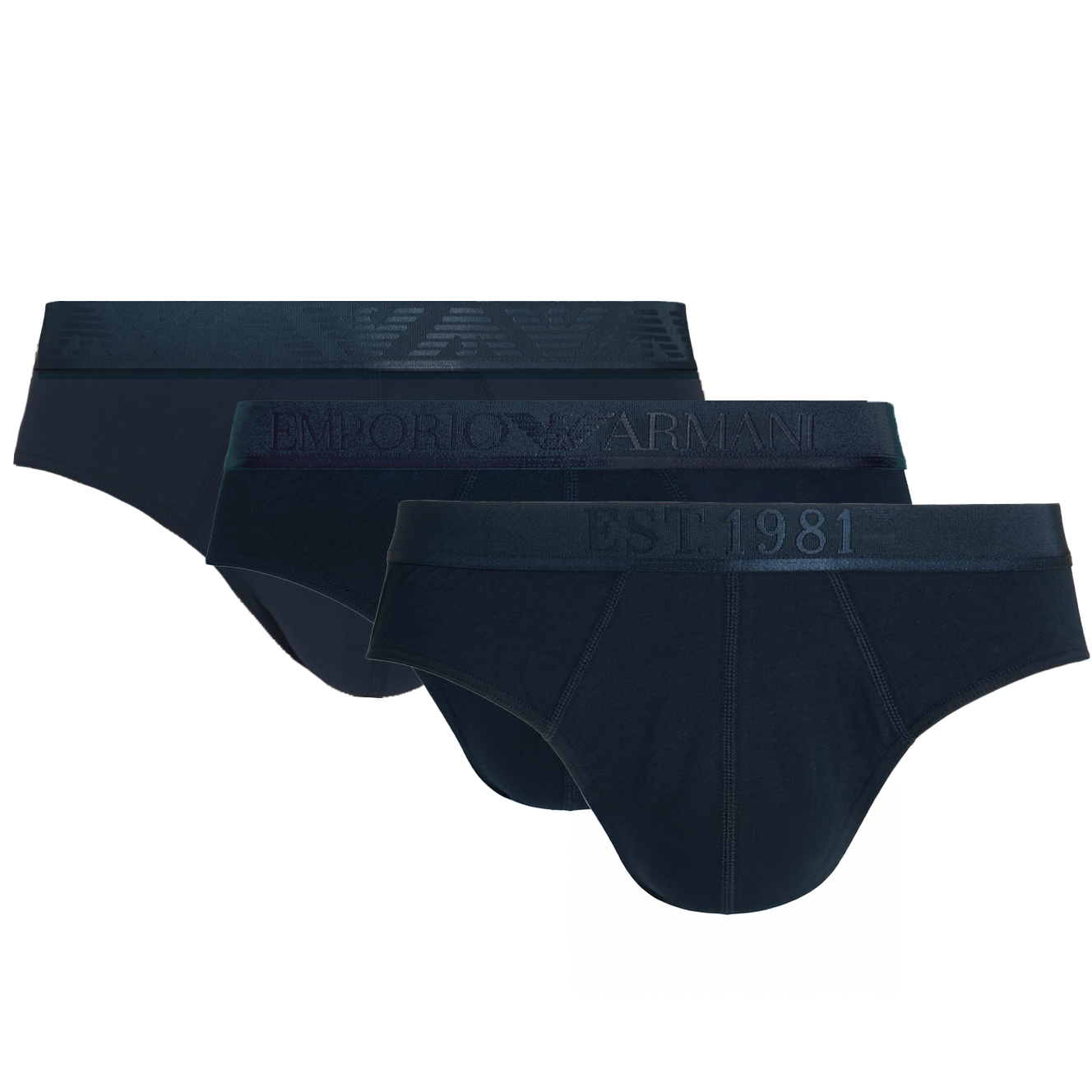 Armani slips 3-pack net EA logo band navy