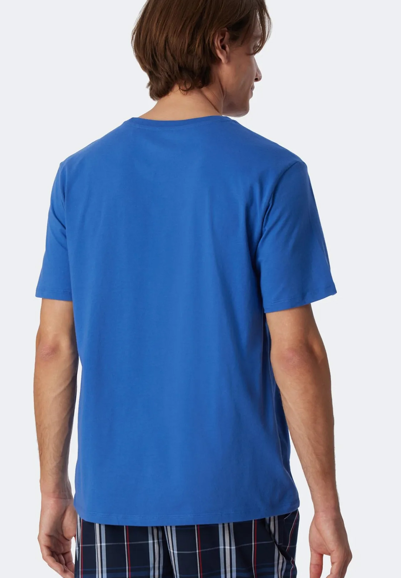 Schiesser Pyjamashirt korte mouw blauw