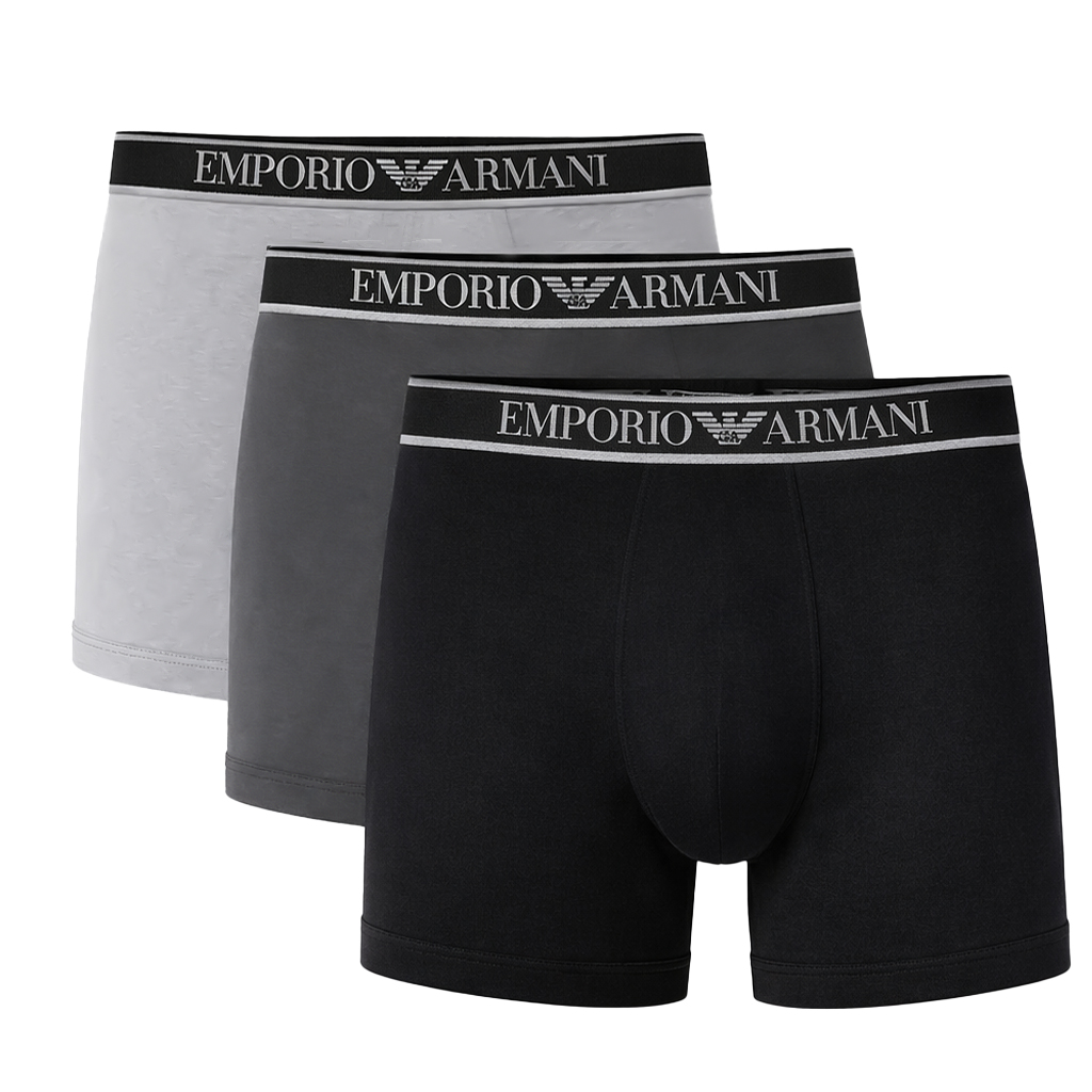 Armani boxershorts 3-pack met Logo band zwart - grijs
