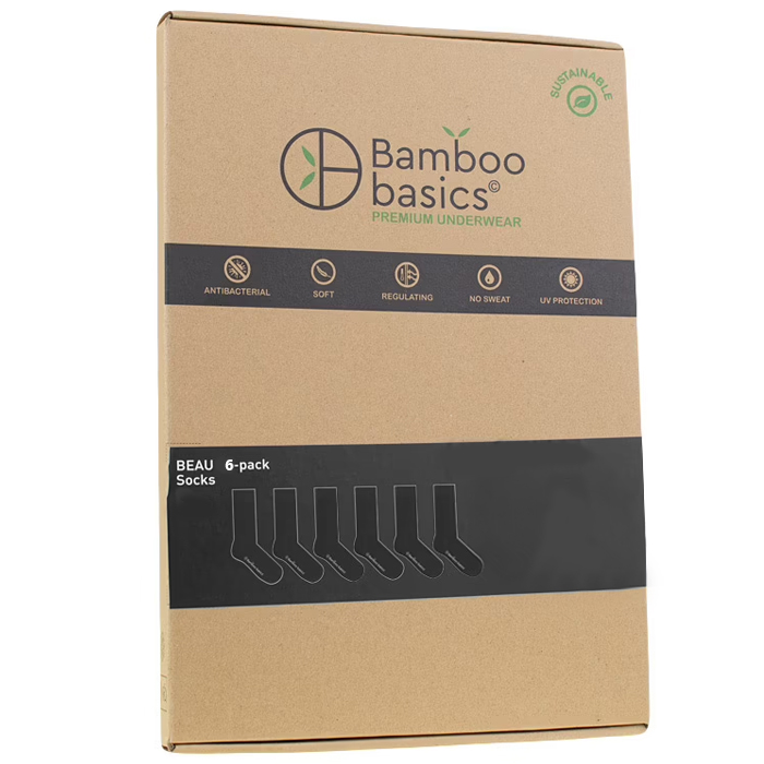 Bamboo basics sokken Beau 6-paar zwart