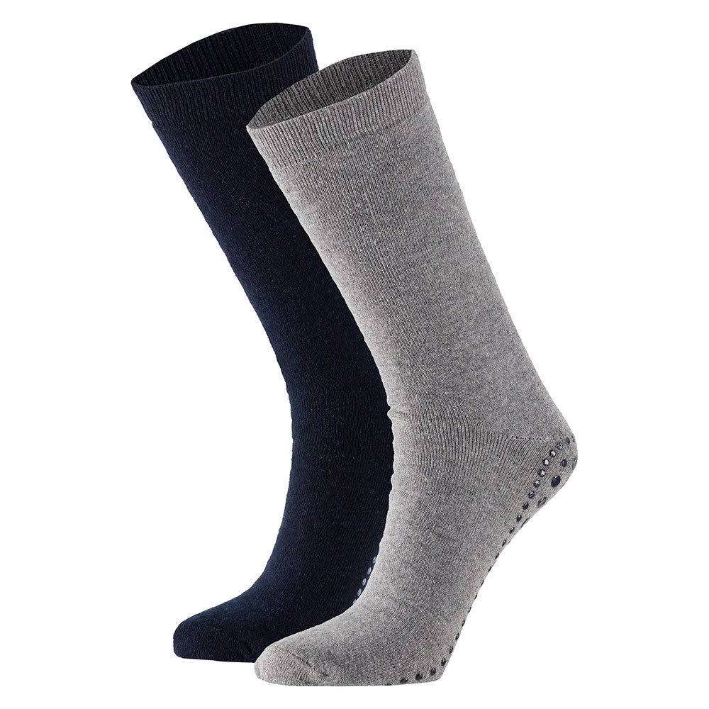 Apollo Huissokken – 2-paar met Antislip blauw grijs