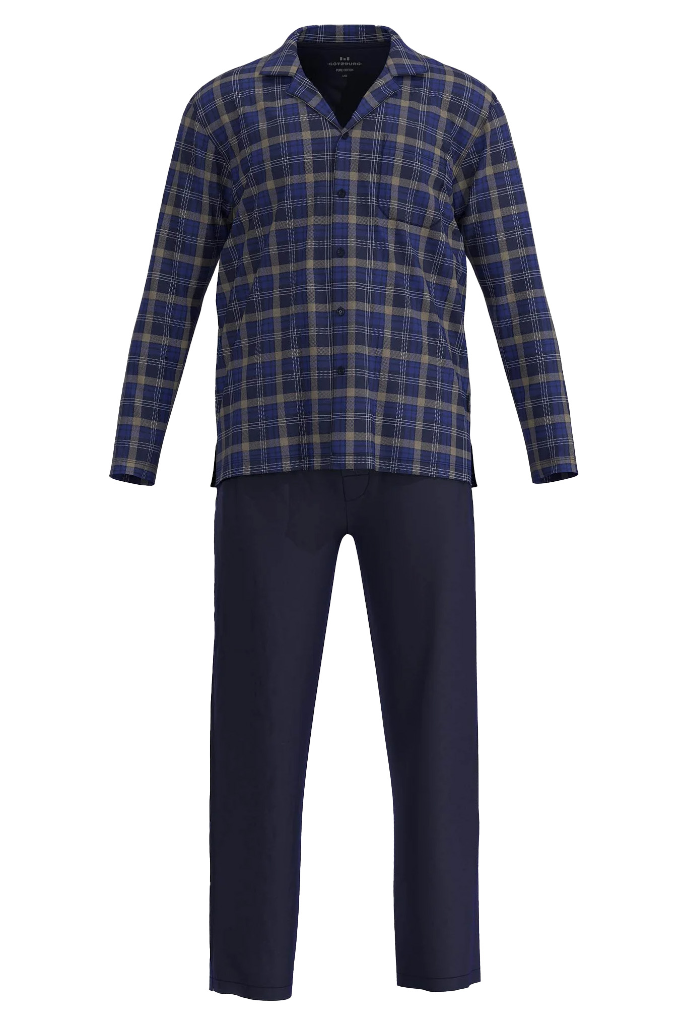 Gotzburg doorknoop pyjama flanel blauw