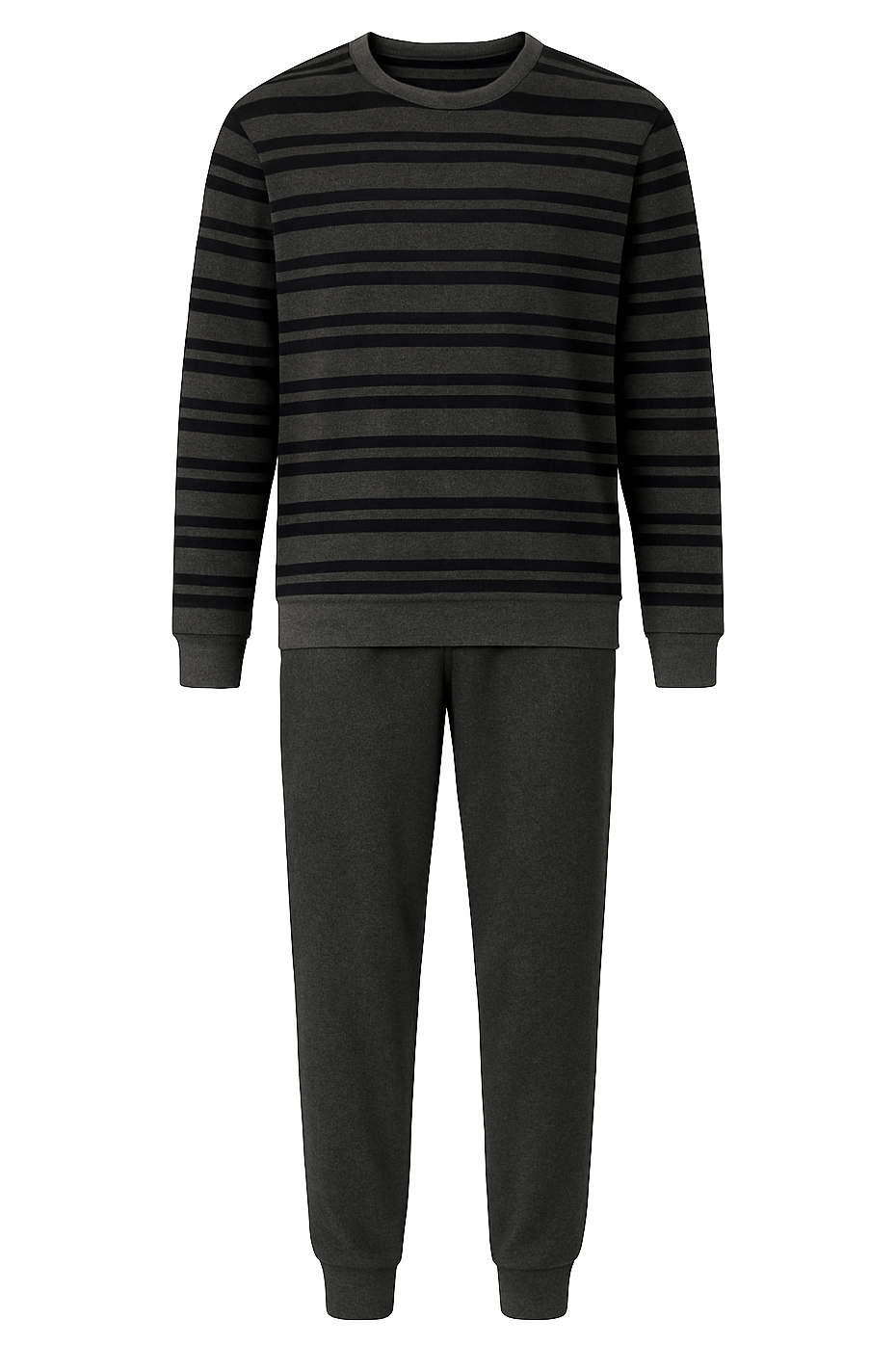 Schiesser badstof Pyjama met boorden grijs