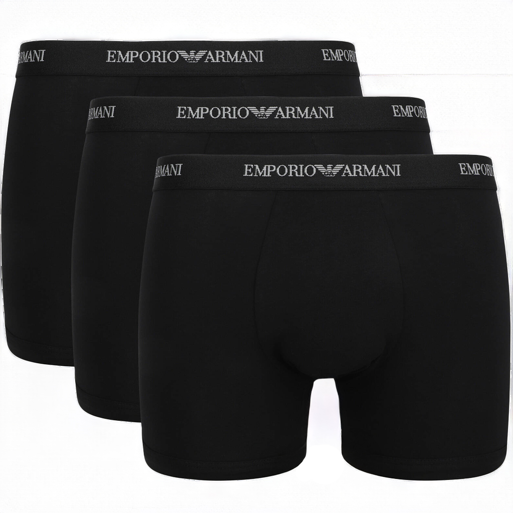 Armani boxershorts met logo band 3-pack zwart