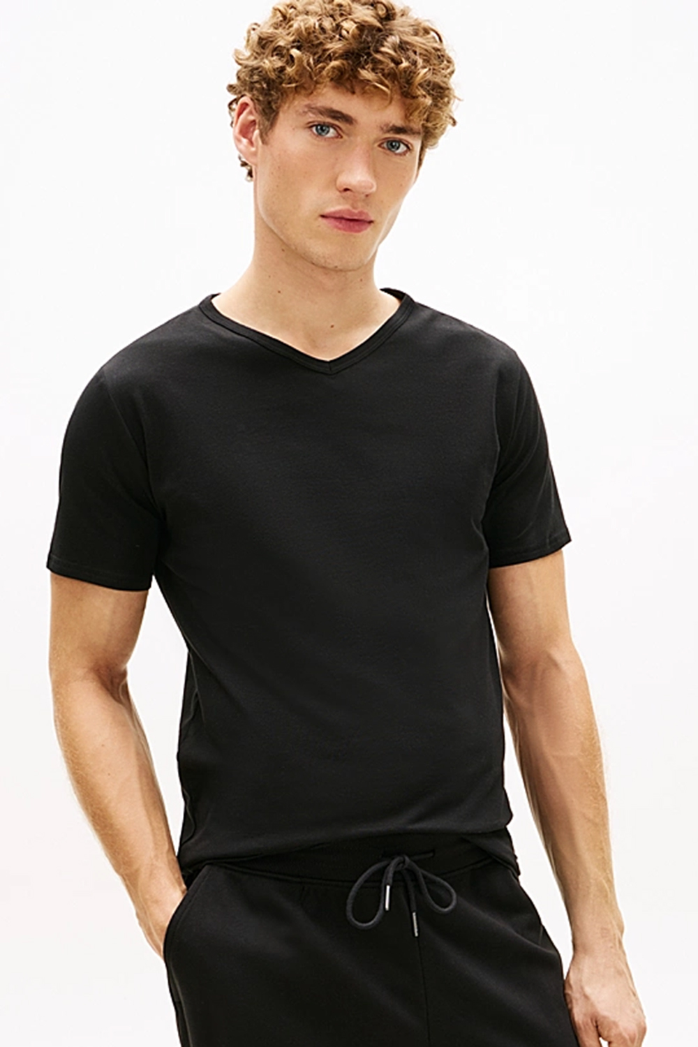 Tommy Hilfiger T-shirts V-hals stretch 3-pack zwart