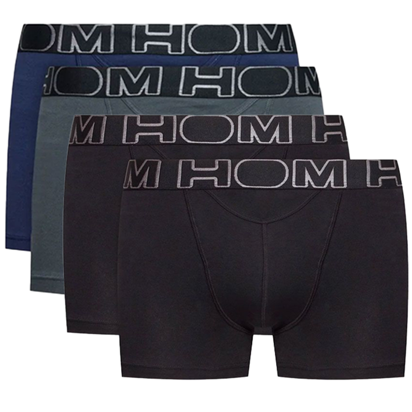 Hom Ho1 boxershorts boxerline 4-pack zwart-grijs-blauw