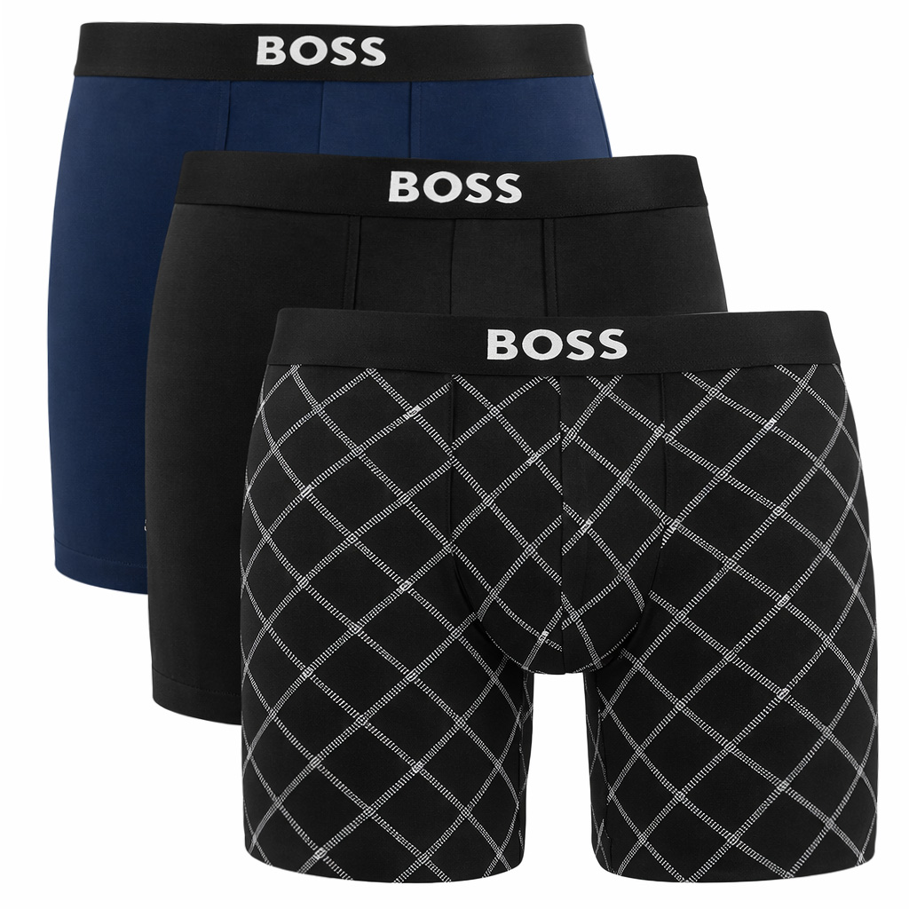 Boss One boxershorts 3-pack blauw-zwart