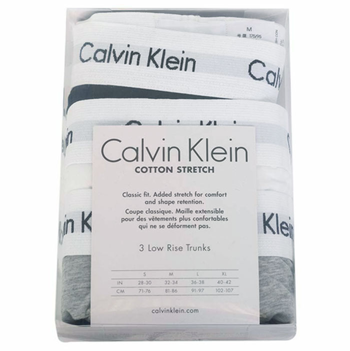 Calvin Klein boxershorts low rise grijs-zwart-wit verpakking