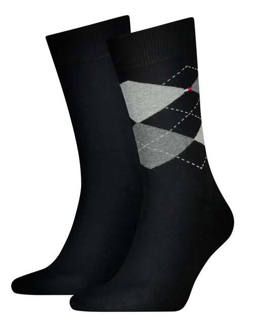 Tommy Hilfiger sokken 2-paar ruit zwart