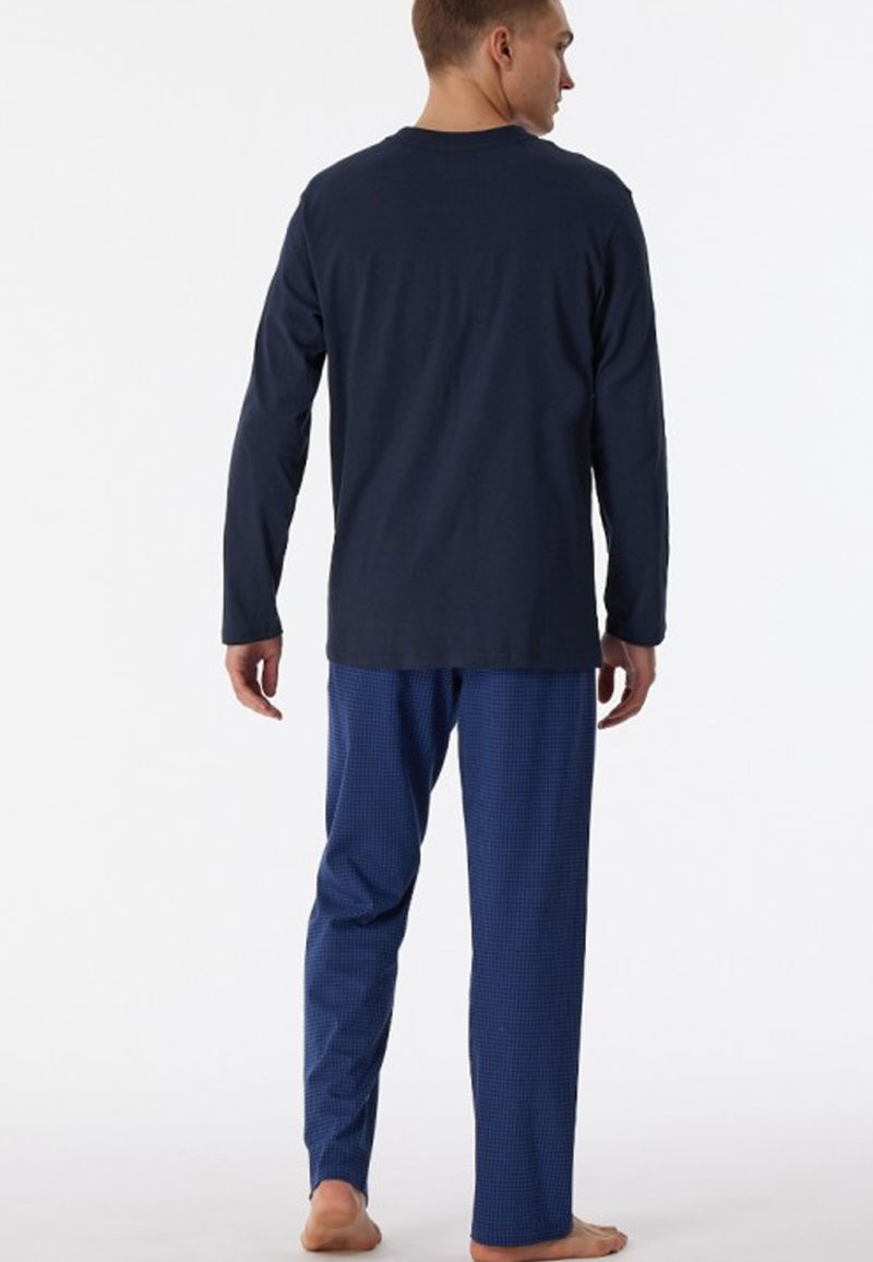 Schiesser pyjama blauw met geprinte broek