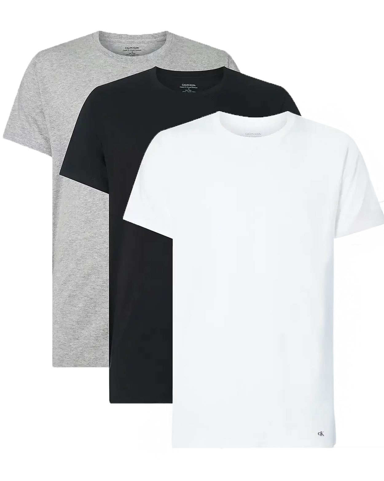 Calvin Klein T-shirts cotton stretch 3-pack grijs wit zwart