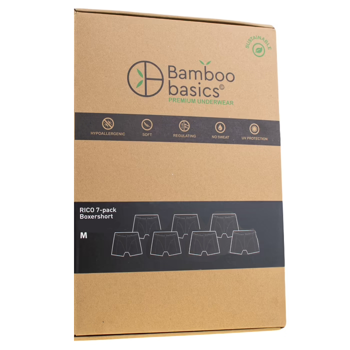 Bamboo basics  7-pack boxers Rico zwart-rood blauw