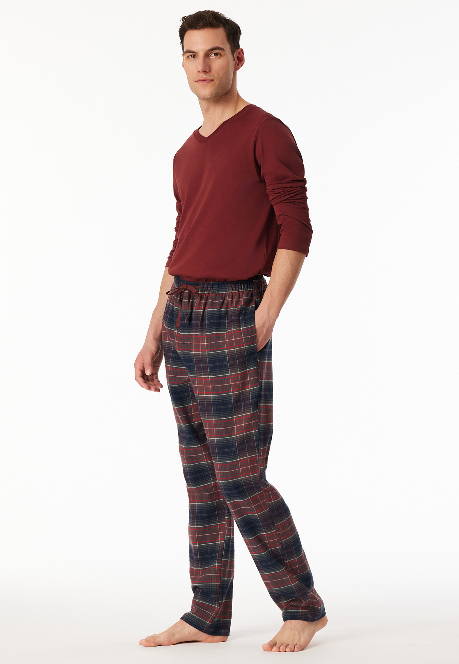 Schiesser flanelle Pyjamabroek met ruit rood 