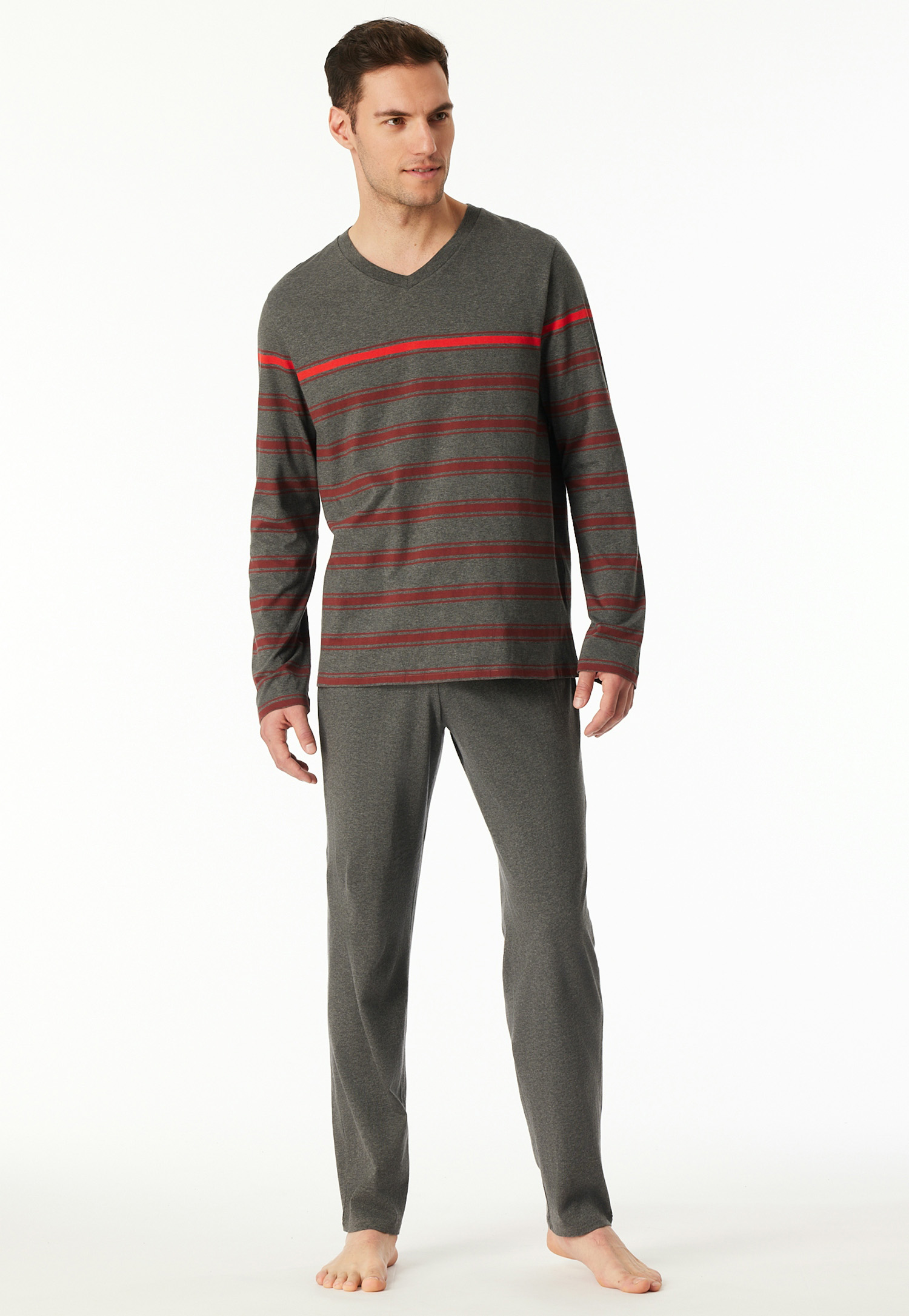 Schiesser Pyjama met V-hals grijs