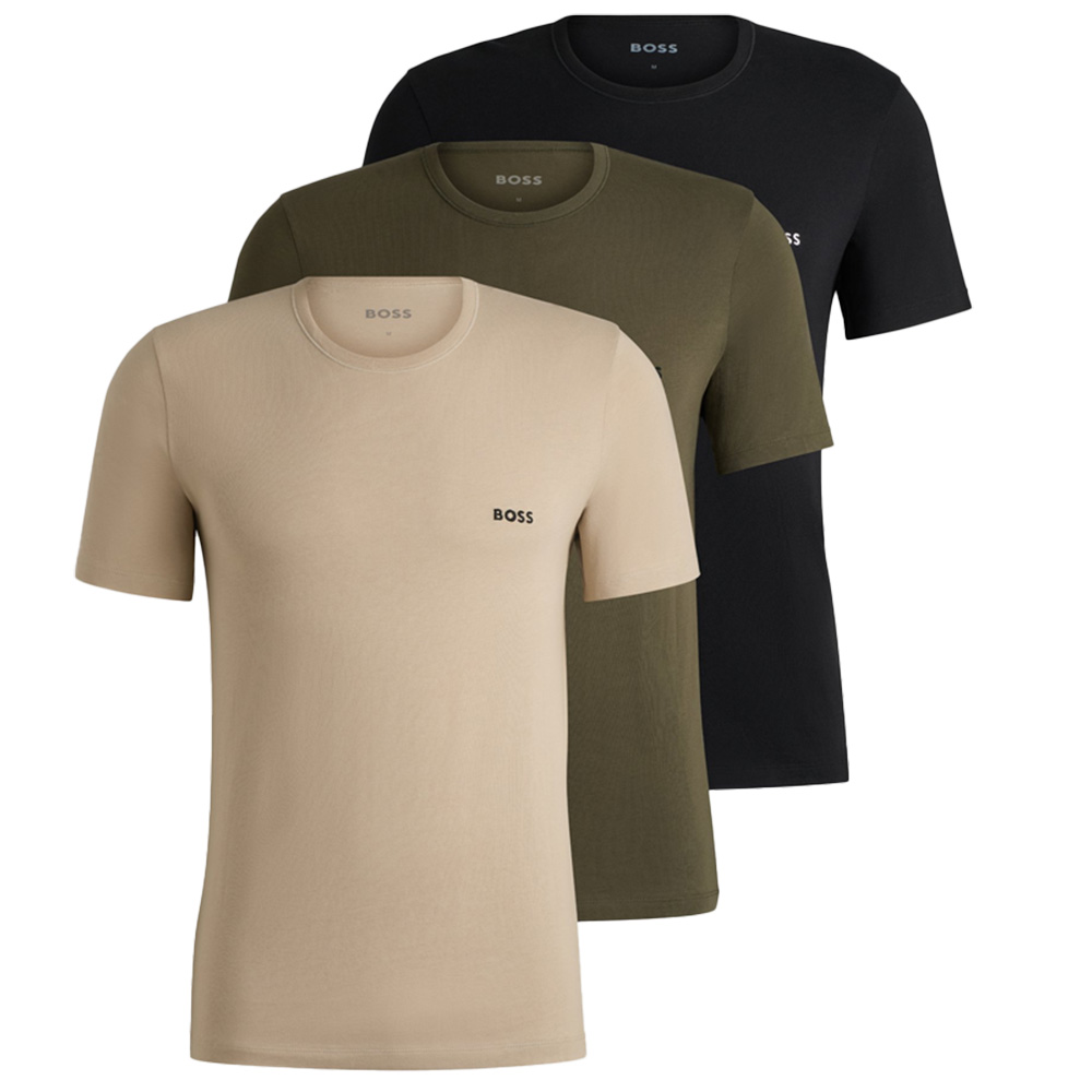 Hugo Boss T-shirt O-hals zwart-groen-beige