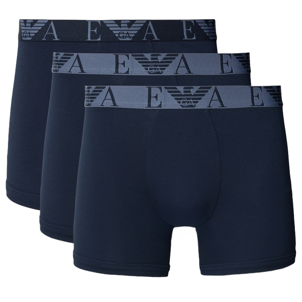 Armani boxershorts met logo band 3-pack blauw