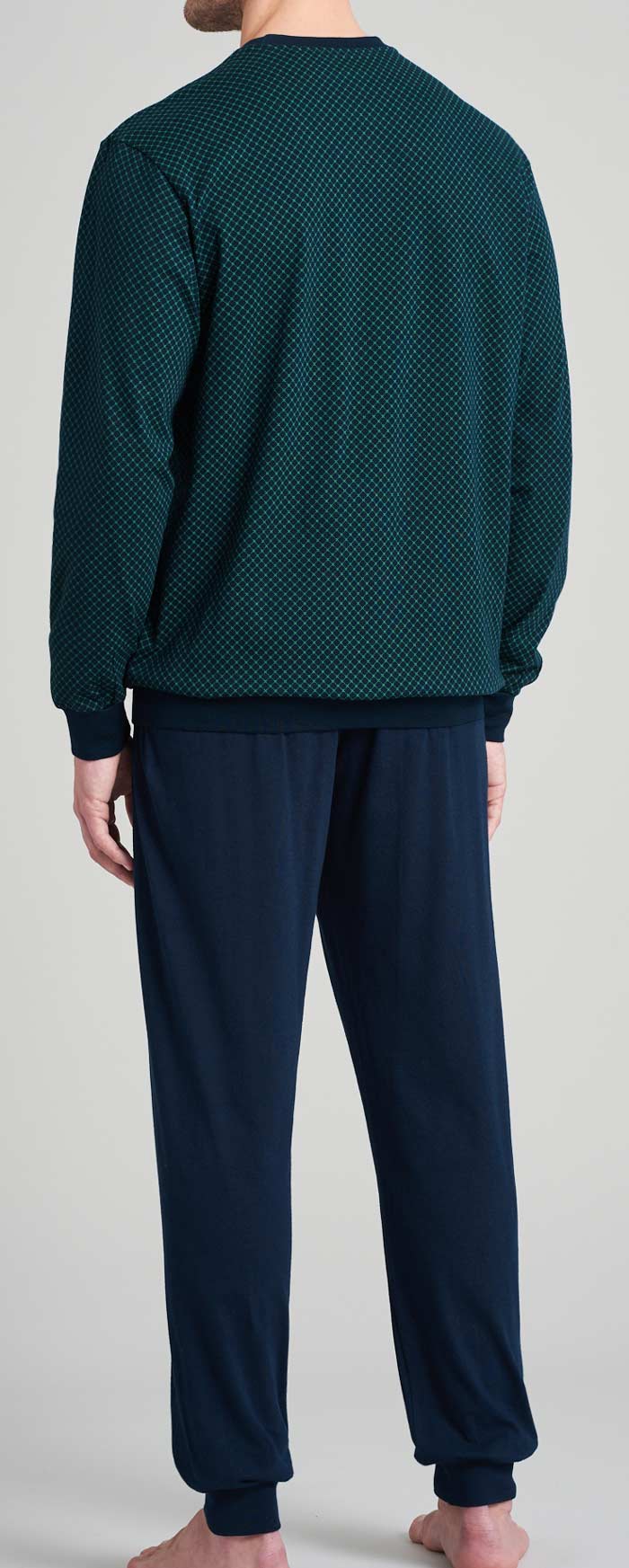 Schiesser pyjama groen-blauw achterkant