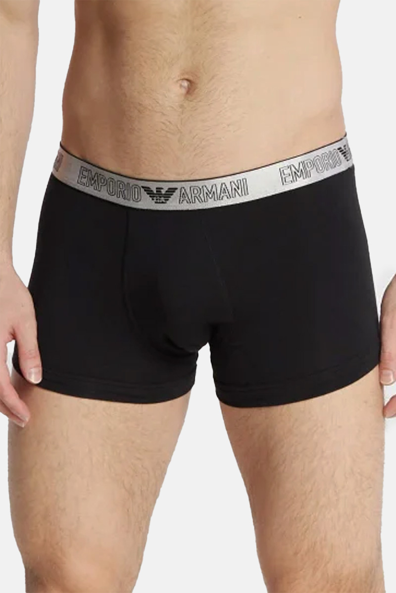 Armani Boxershorts Shiny waistband 2-pack zwart 