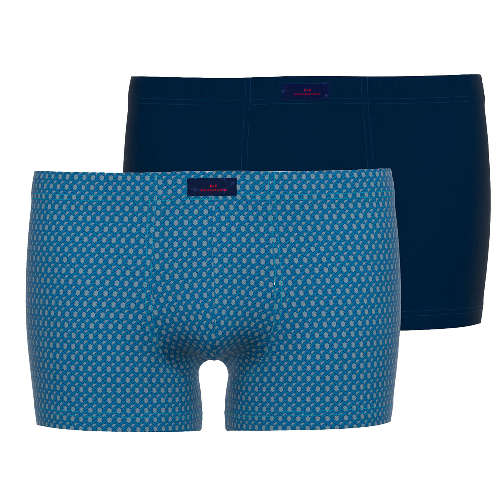 Gotzburg boxershorts 2-pack print-effen blue