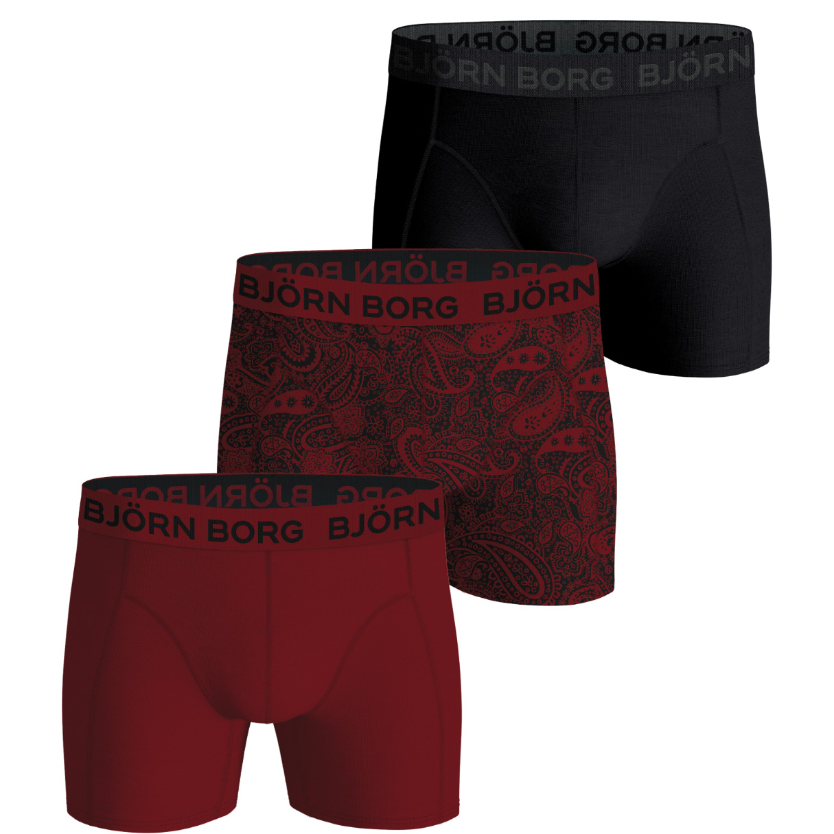 Bjorn Borg boxershorts cotton stretch 3-pack rood/zwart