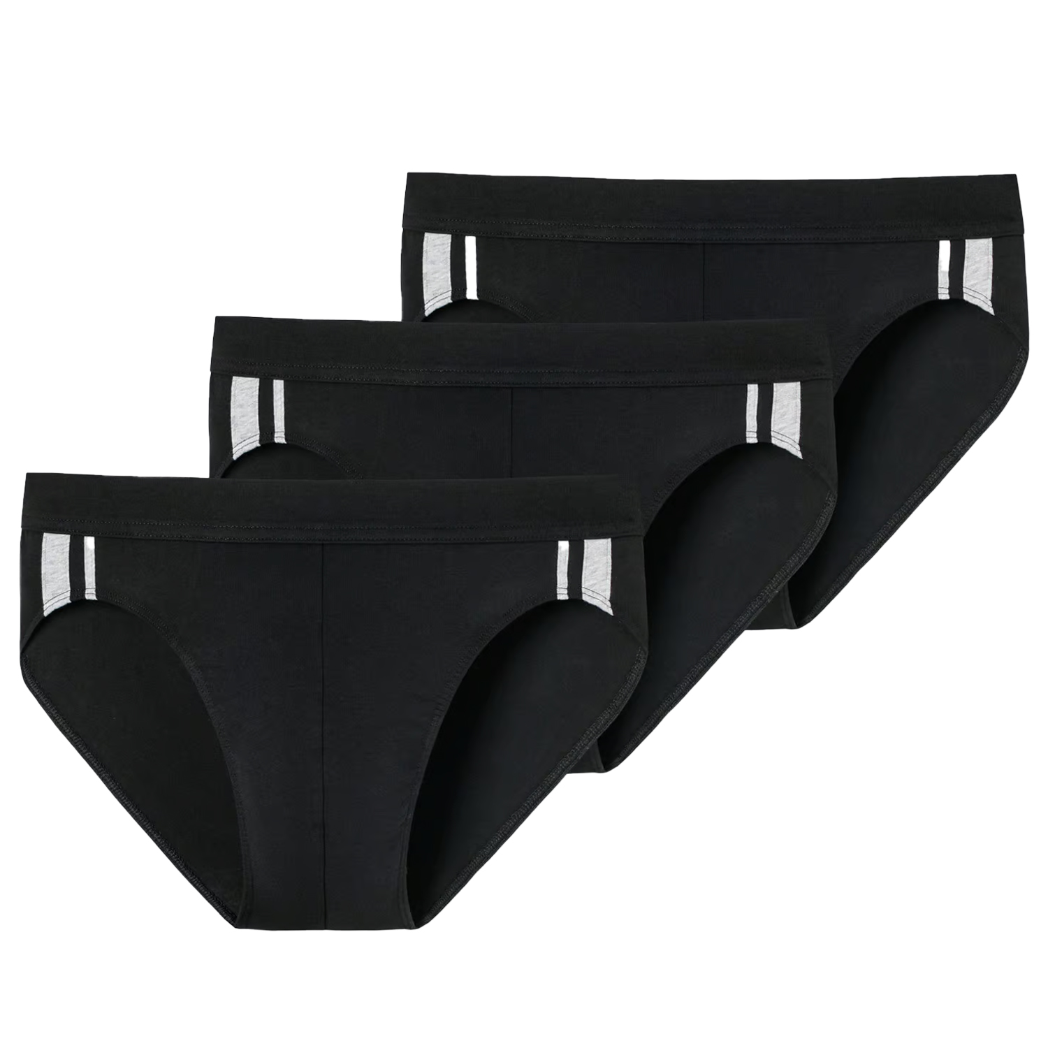 Schiesser Rio slips 3-pack 95/5 met stoffen band zwart