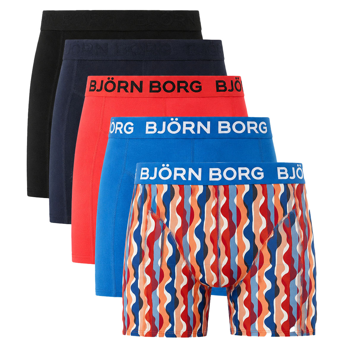 Bjorn Borg boxershorts cotton stretch 5-pack blauw/rood