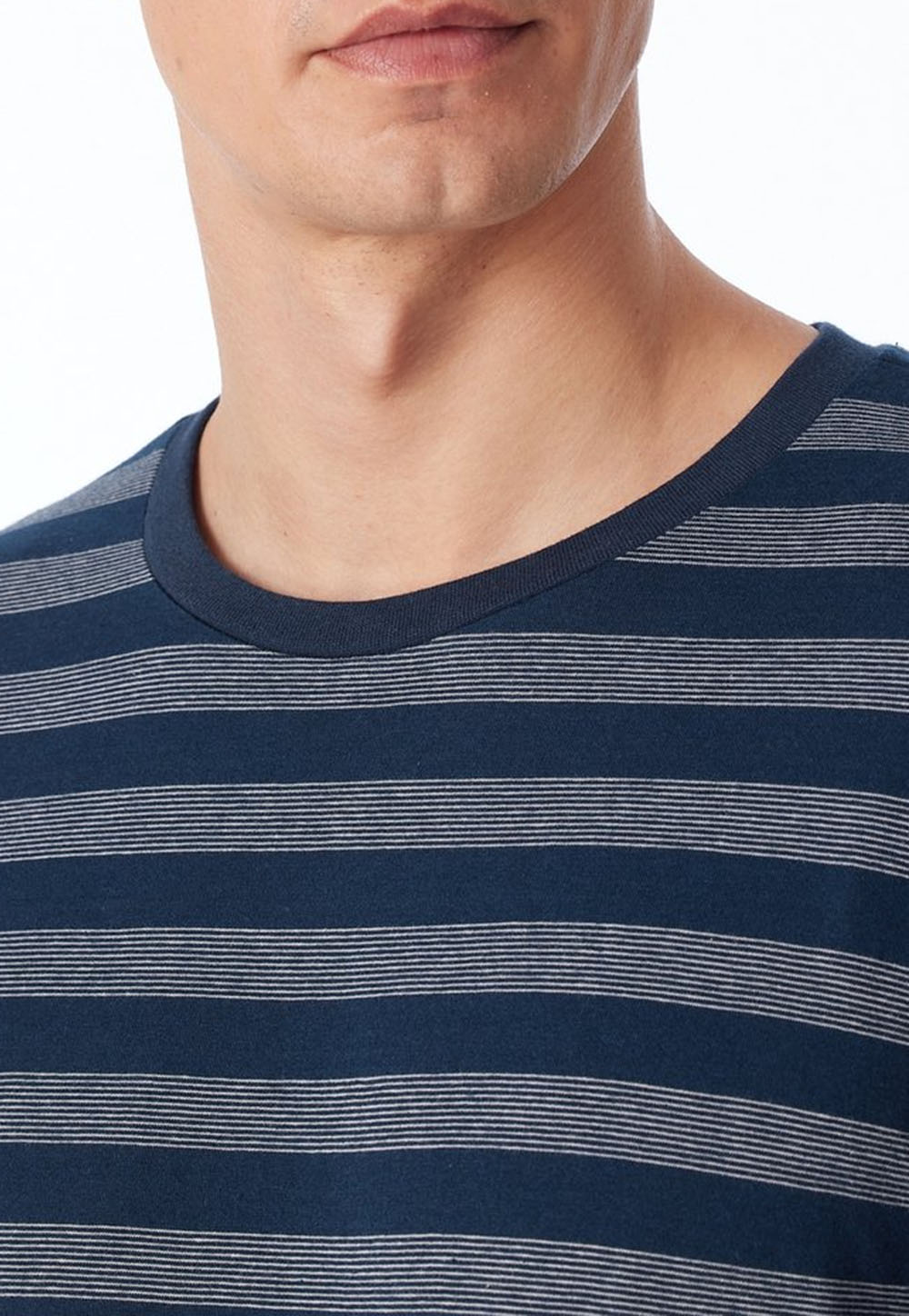 Schiesser pyjama Uncover met boorden marine blauw