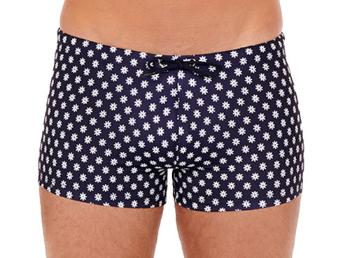 Hom heren zwemboxer Gordes bloemetjes blauw