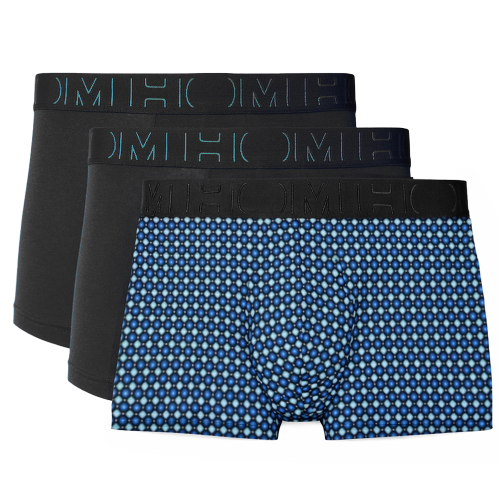 Hom 3-pack boxershorts Marco blauw-zwart 