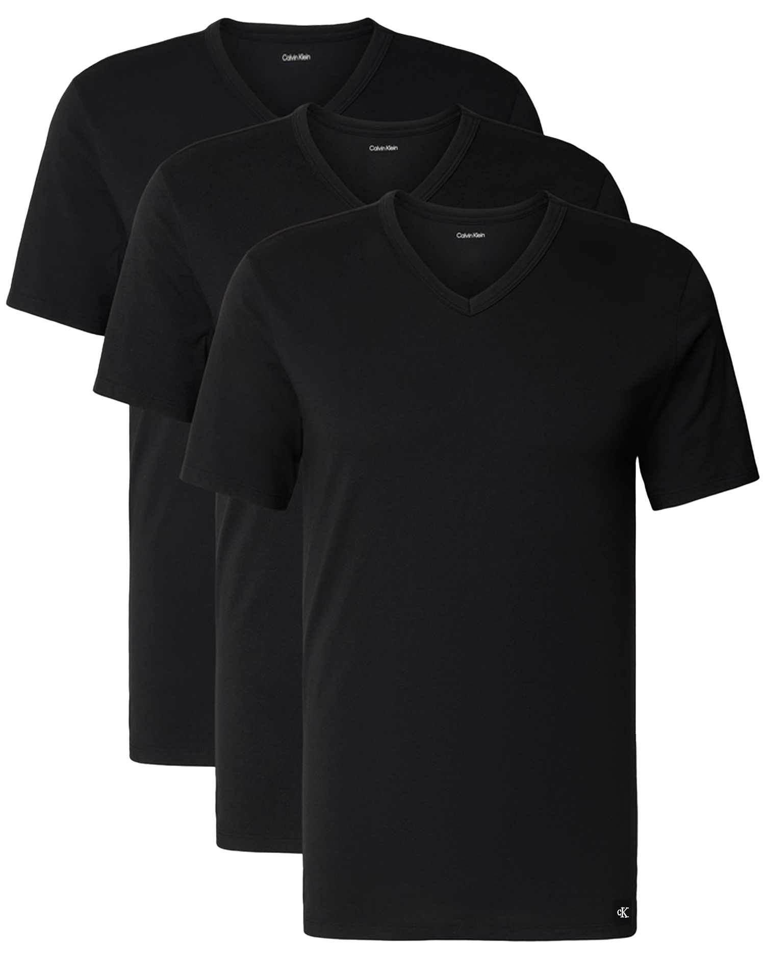 Calvin Klein T-shirts V-hals cotton stretch 3-pack zwart