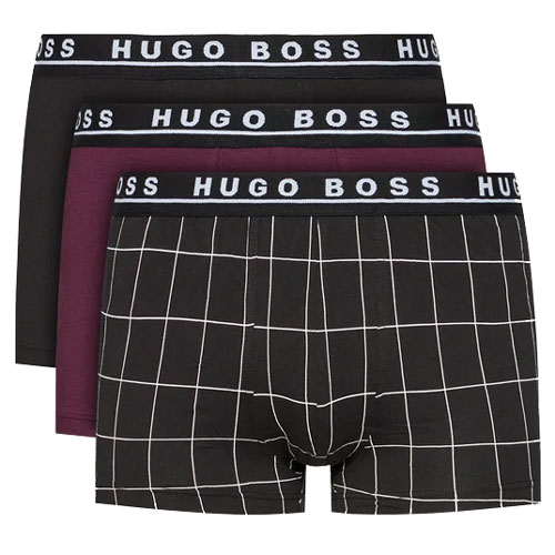 Hugo Boss 3-pack boxershorts bordeaux-zwart